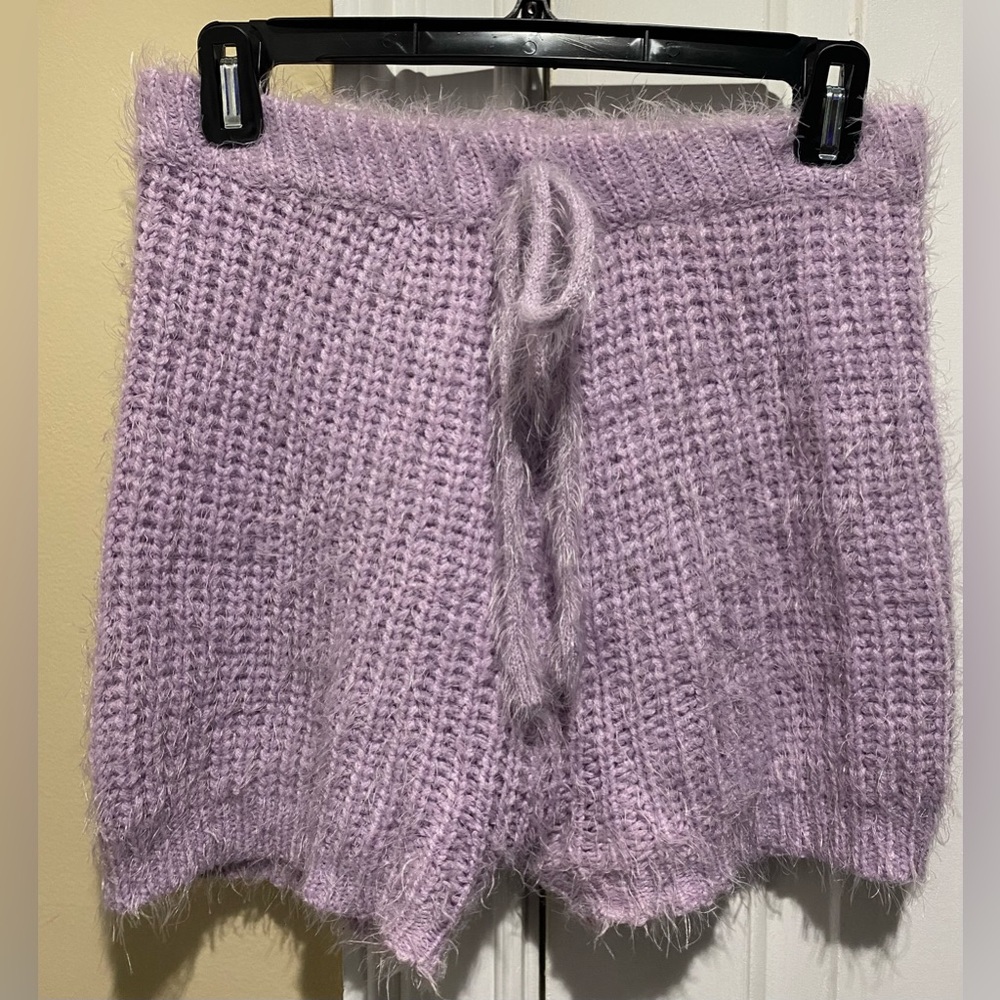 Lavender Knit Lounge Two Piece Shorts Set - Picture 3 of 6